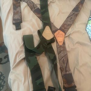 Sperry Men's Green and Brown Camouflage Suspenders. 2 pairs regular size.